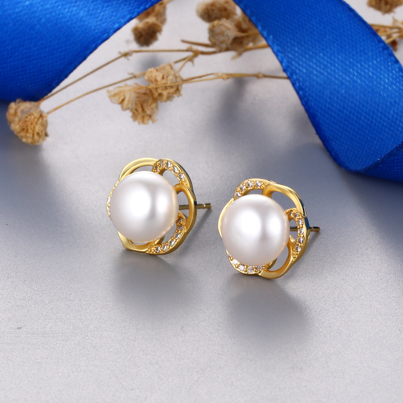 Gold Earring Stud Component Without Pearl