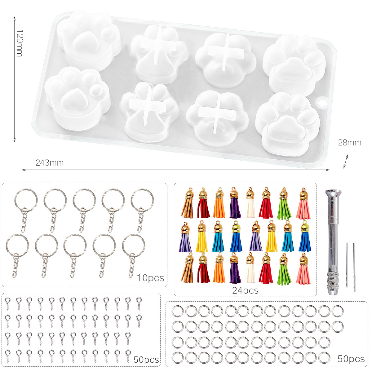 Claw key chain material package (138-piece set)