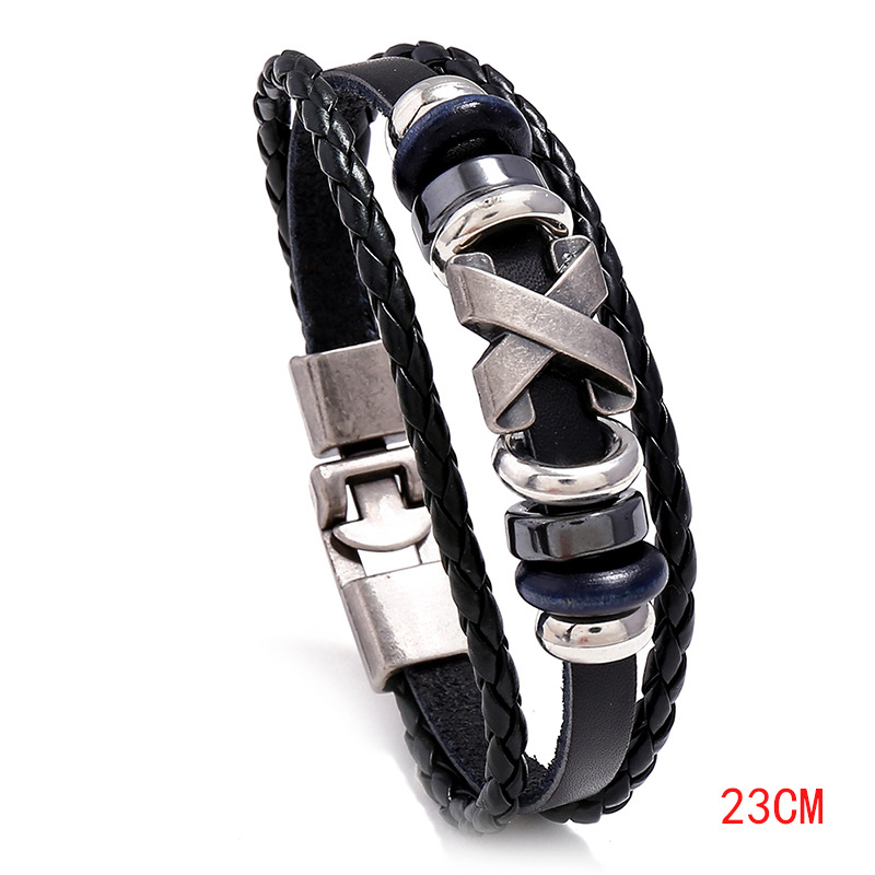 4:Black leather   ancient silver 23CM