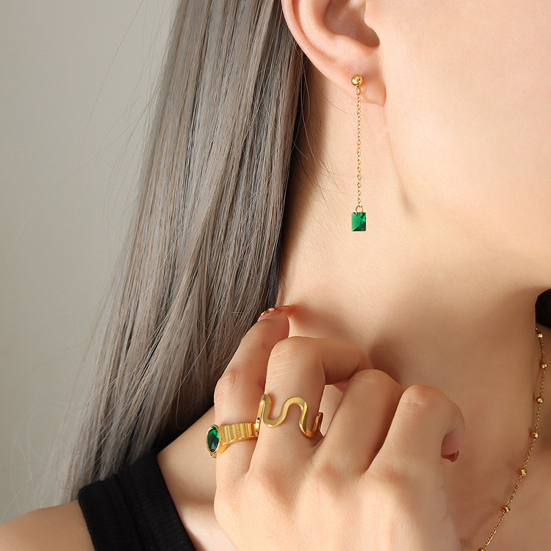 F334 - Gold Green Zircon Earrings