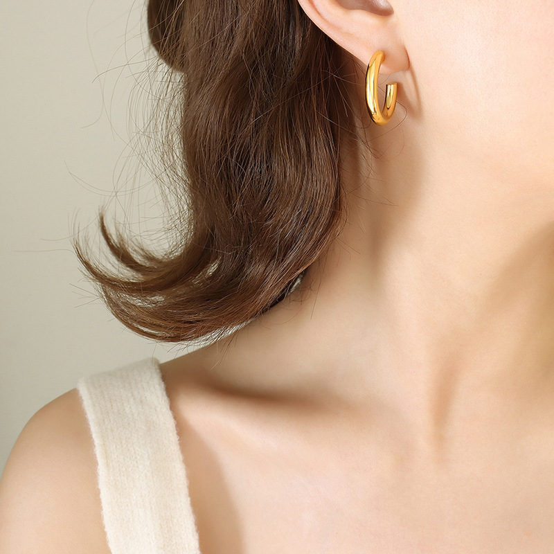 Large gold earrings 25x25mm