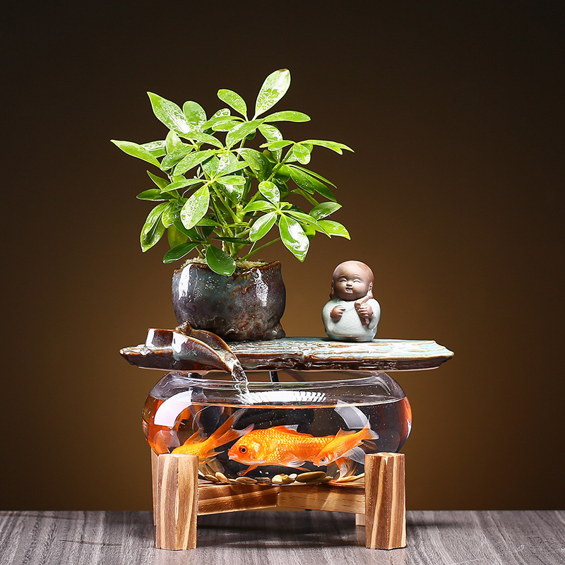 Fish Bowl with Lotus leaf (holding book)  25*20*21cm