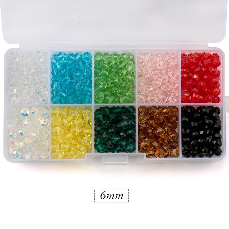 10 grid flat beads mixed color 6mm700 / box + elas