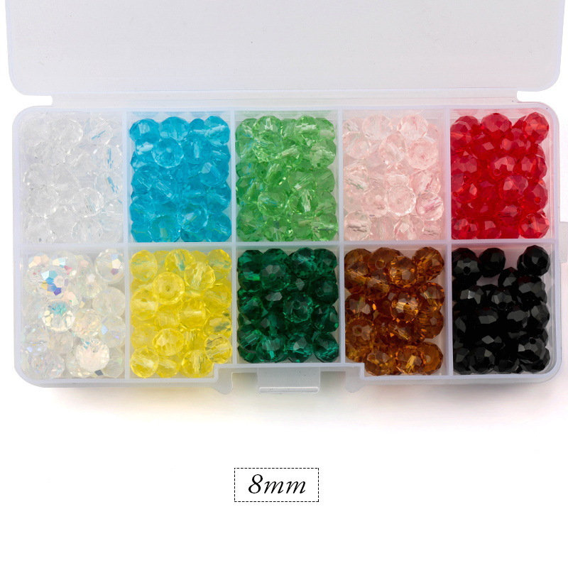 10 grid flat beads mixed color 8mm300 / box + elas