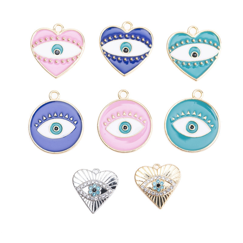 9:10 mixed love round eye pendants