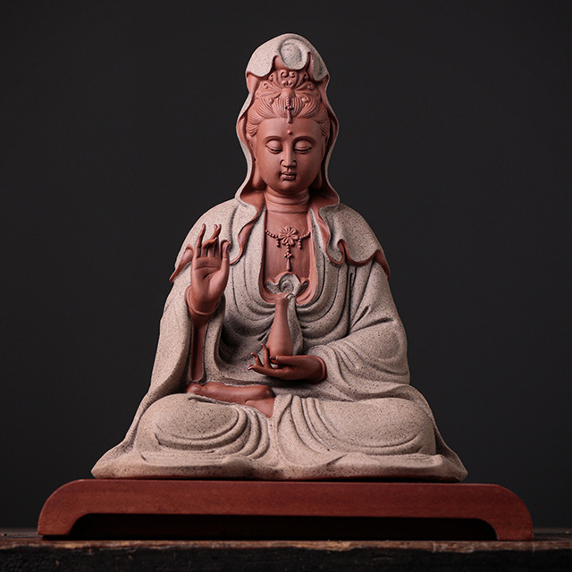 4:Holding bottle Guanyin - sitting style rice white arc base 20*12*22.6cm