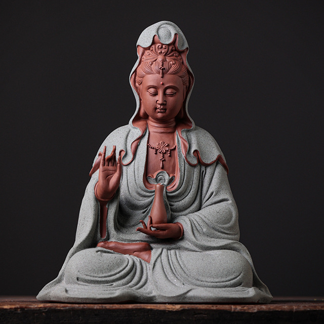 2:Bottle-holding guanyin-sitting style gray blue 16*12*20.5cm