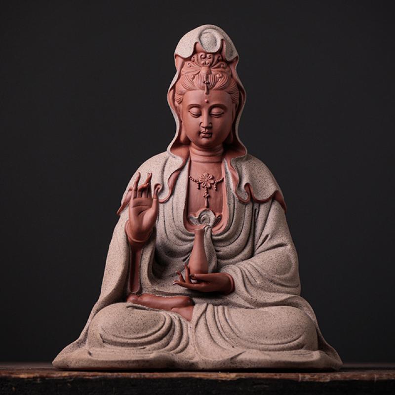 Bottle-holding guanyin-sitting style rice white 16*12*20.5cm