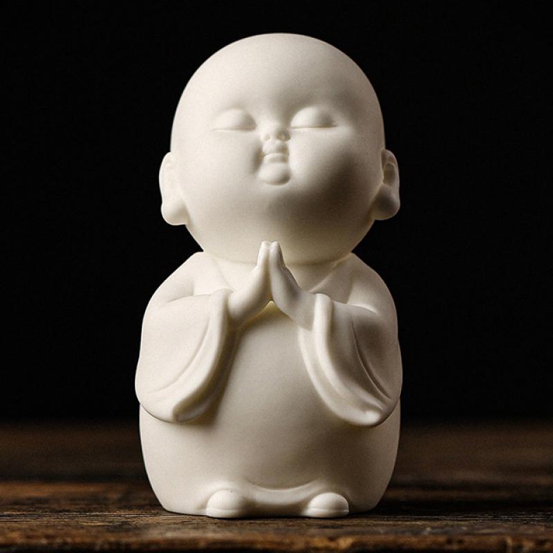 White porcelain-praying little monk 6*5.5*10.5cm