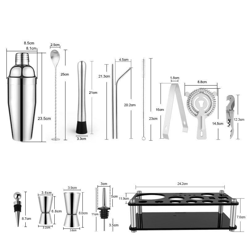 European-style 20-piece bartending set