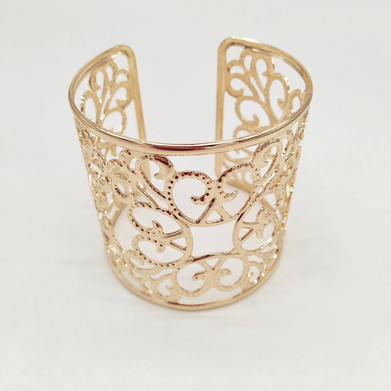 Hollow Flower Wide Bracelet Gold