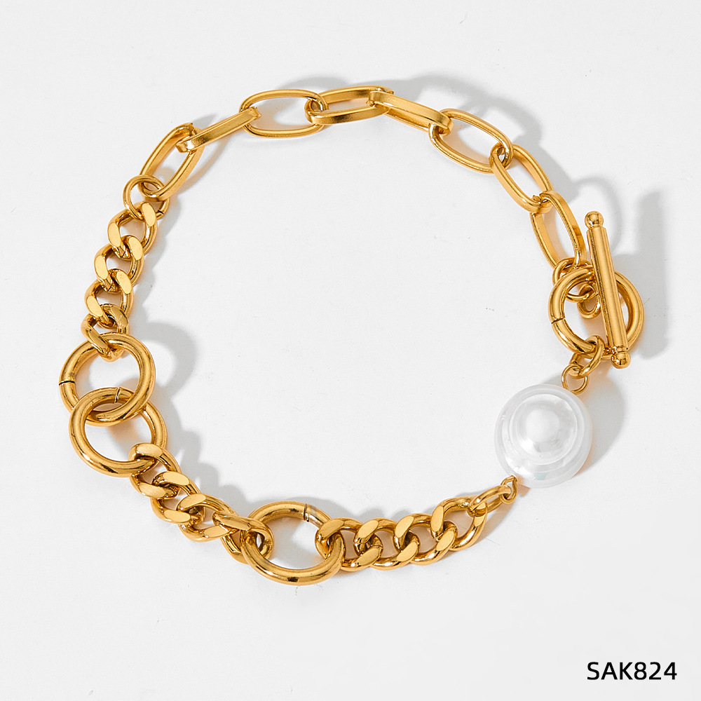 The SAK824 bracelet is gold