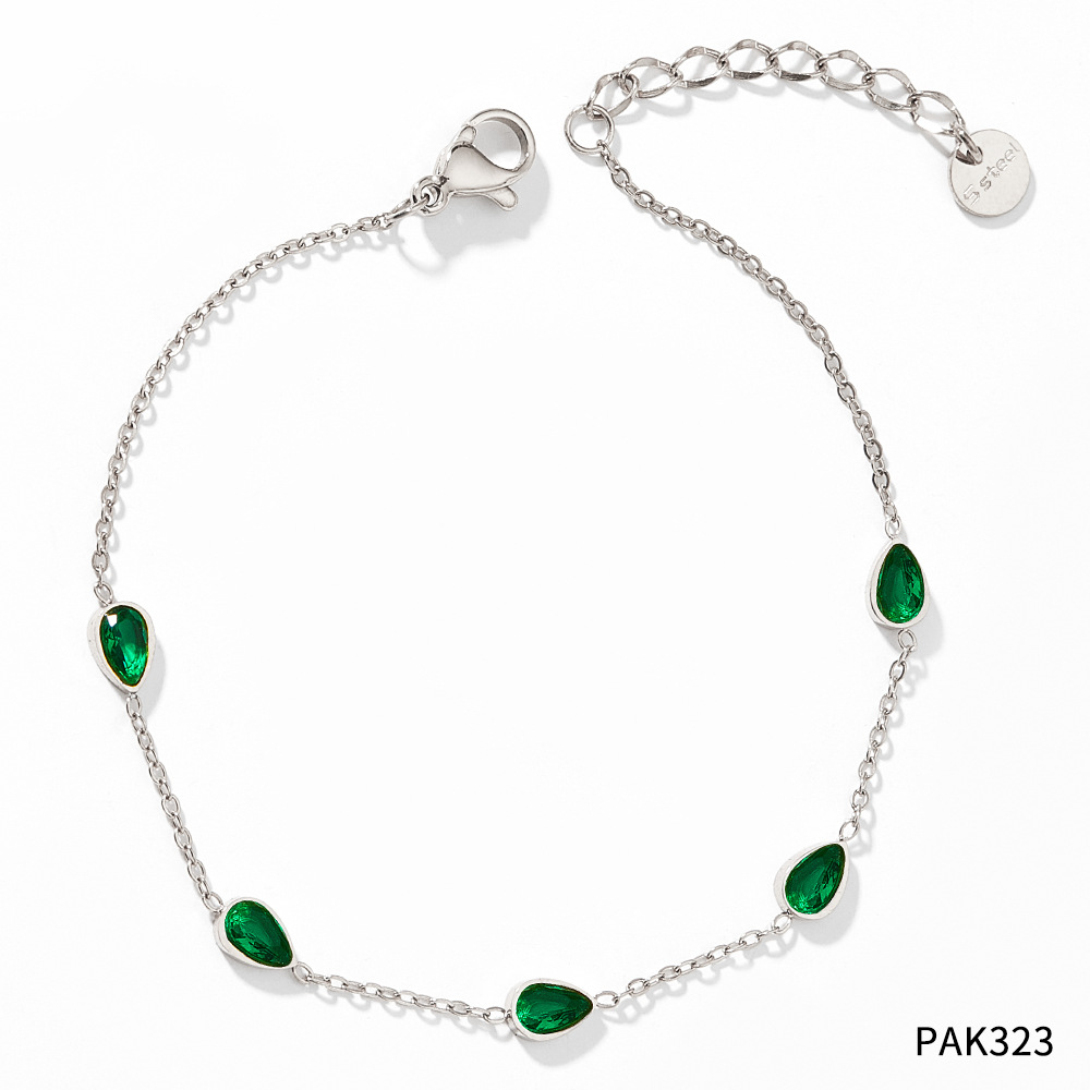 6:PAK323 white gold   green zirconium