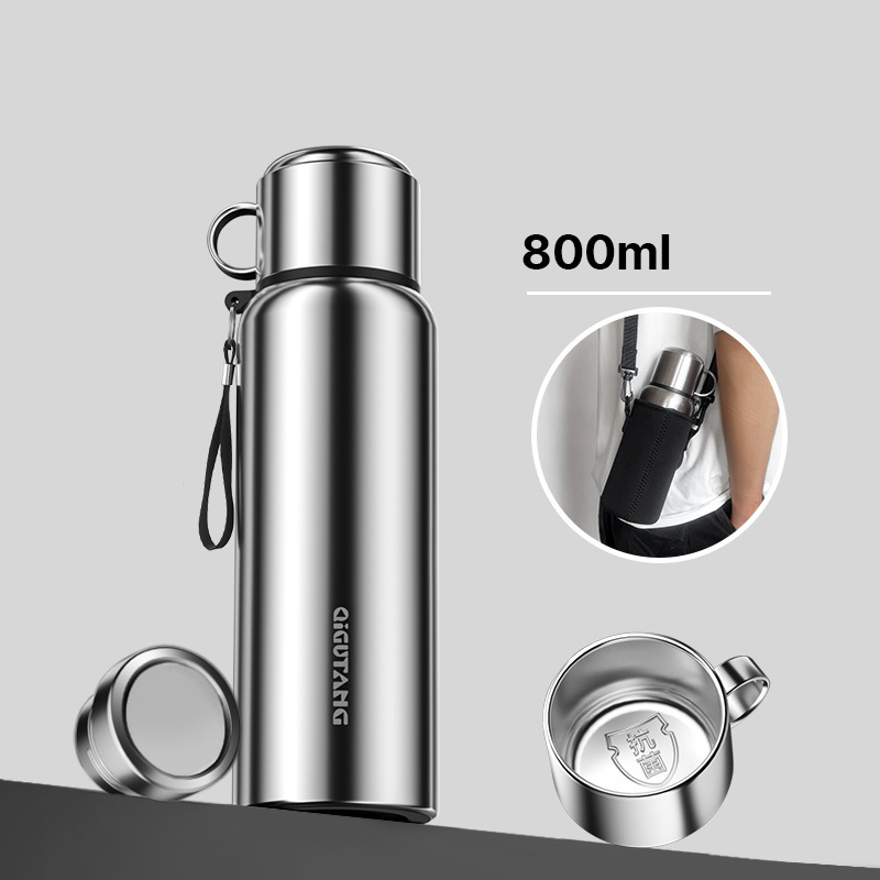 ordinary steel color 800ml with cup cover