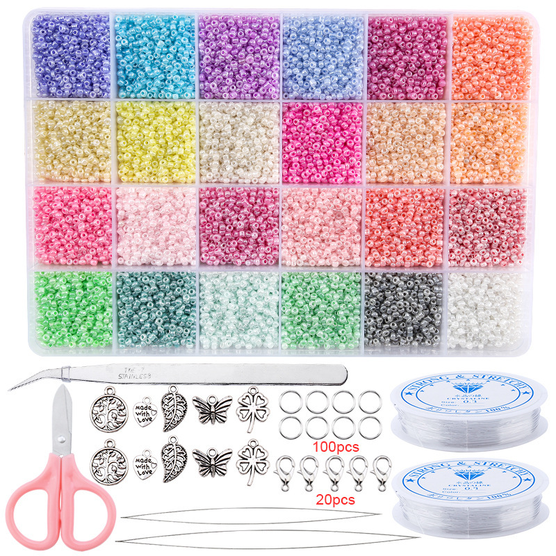 24 square cream Rice Bead Set 2