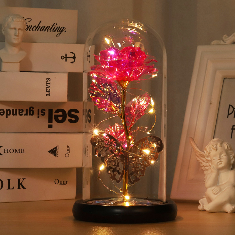 Pink flower (with butterfly) warm lamp gift box