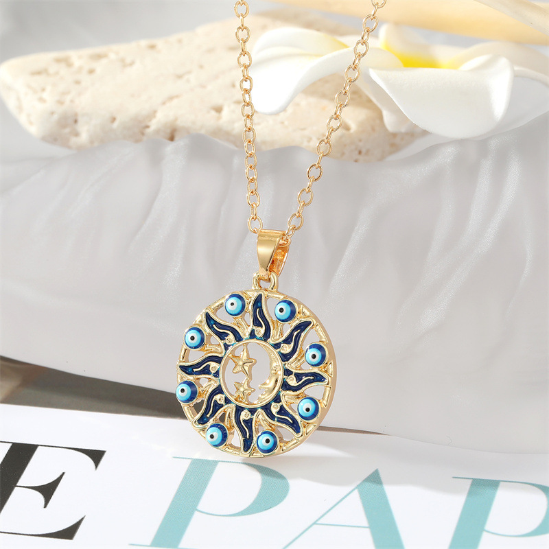 Sun blue eye necklace