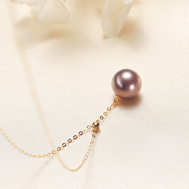 9mm purple pearl with gold plated Thai silver chai