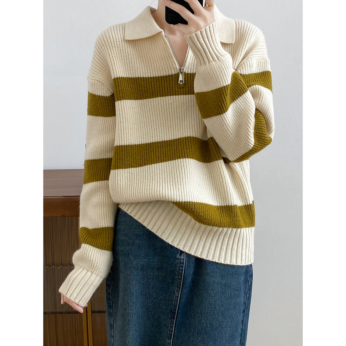 Mustard green stripes