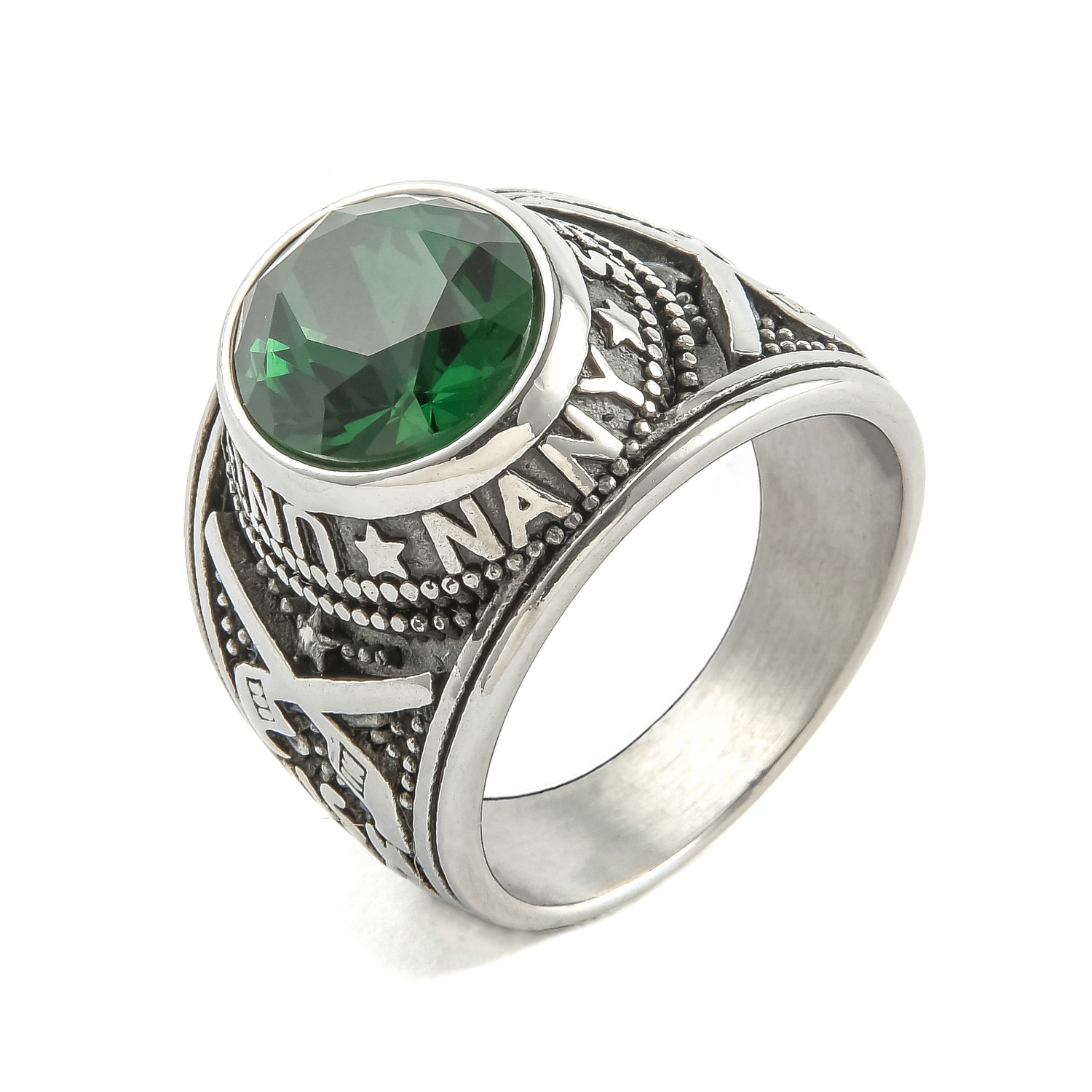 3:steel color with green rhinestone