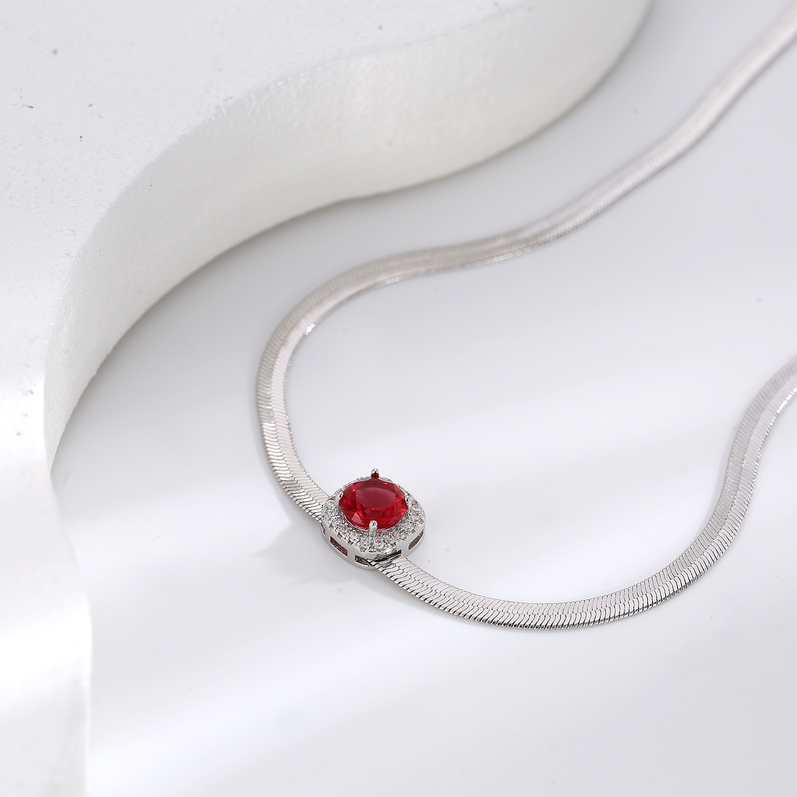 Red diamond silver chain