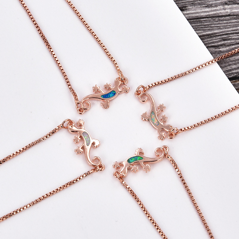 rose gold color bracelet blue opal