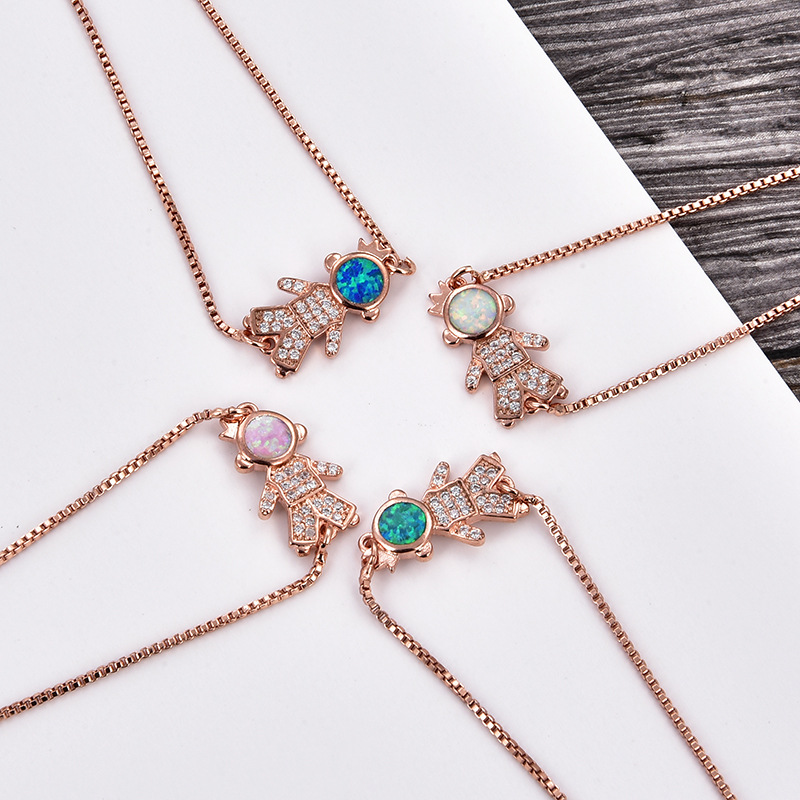 rose gold color bracelet blue opal