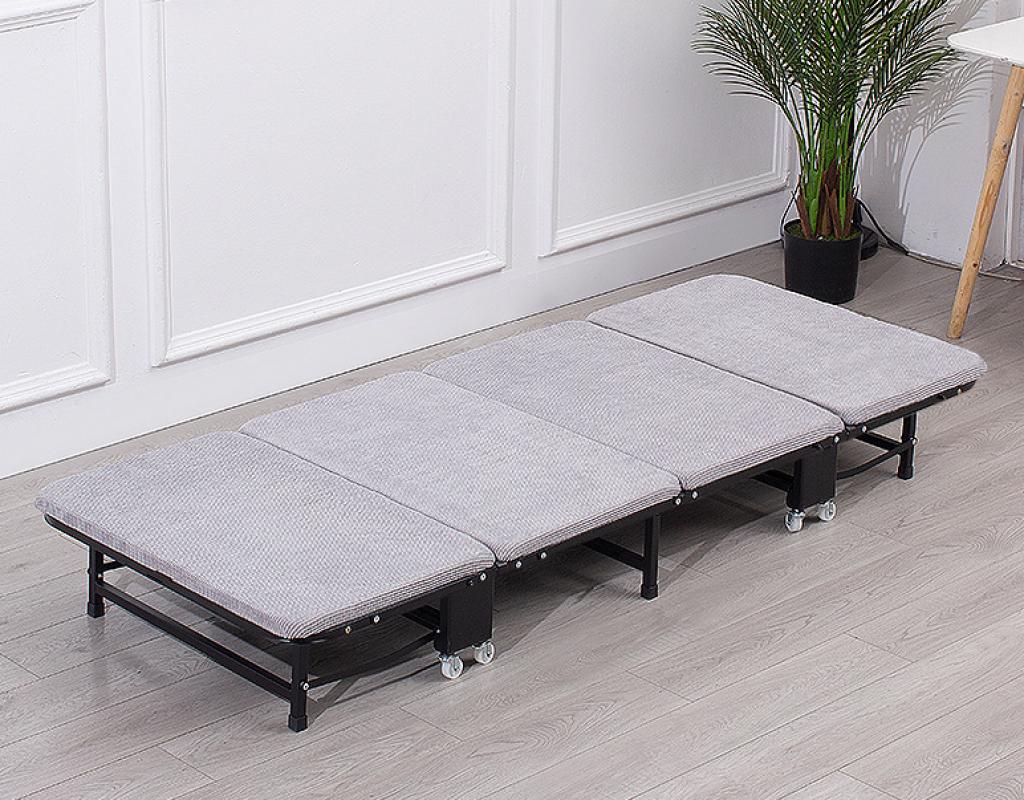 Corduroy four-fold sponge bed 190*80*34cm-light gray