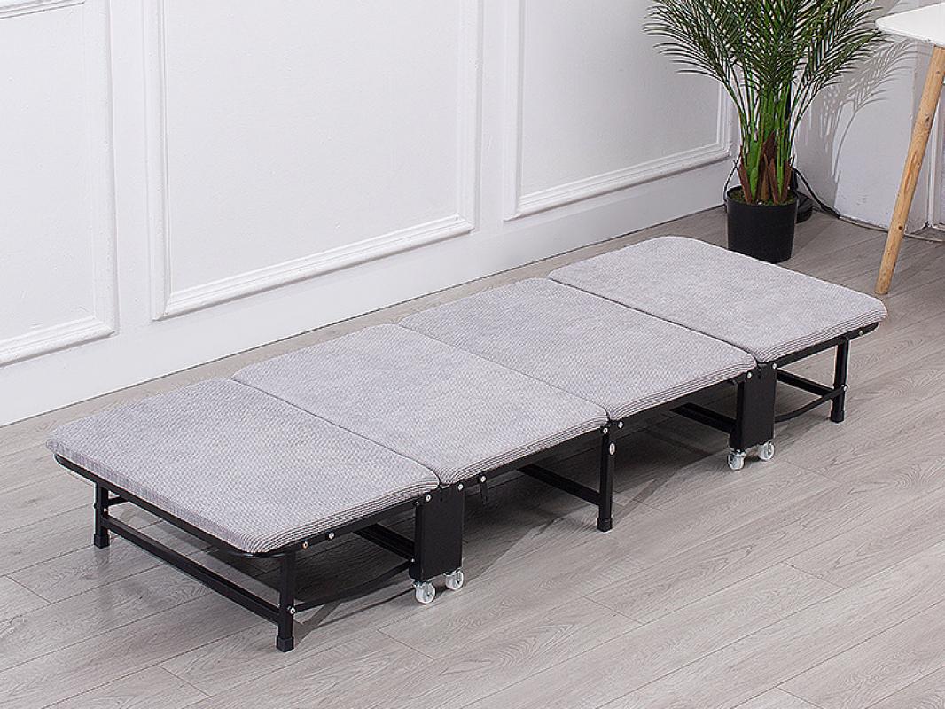 Corduroy four-fold sponge bed 190*63*34cm-light gray