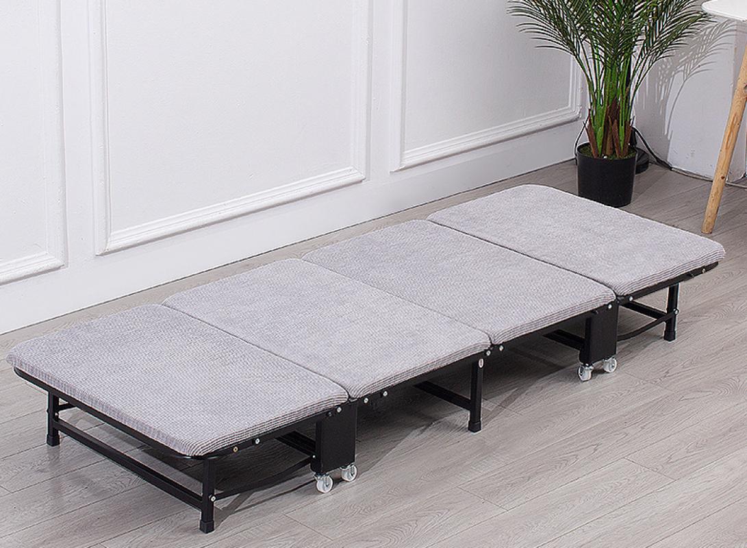 Corduroy four-fold sponge bed 190*100*34cm-light gray