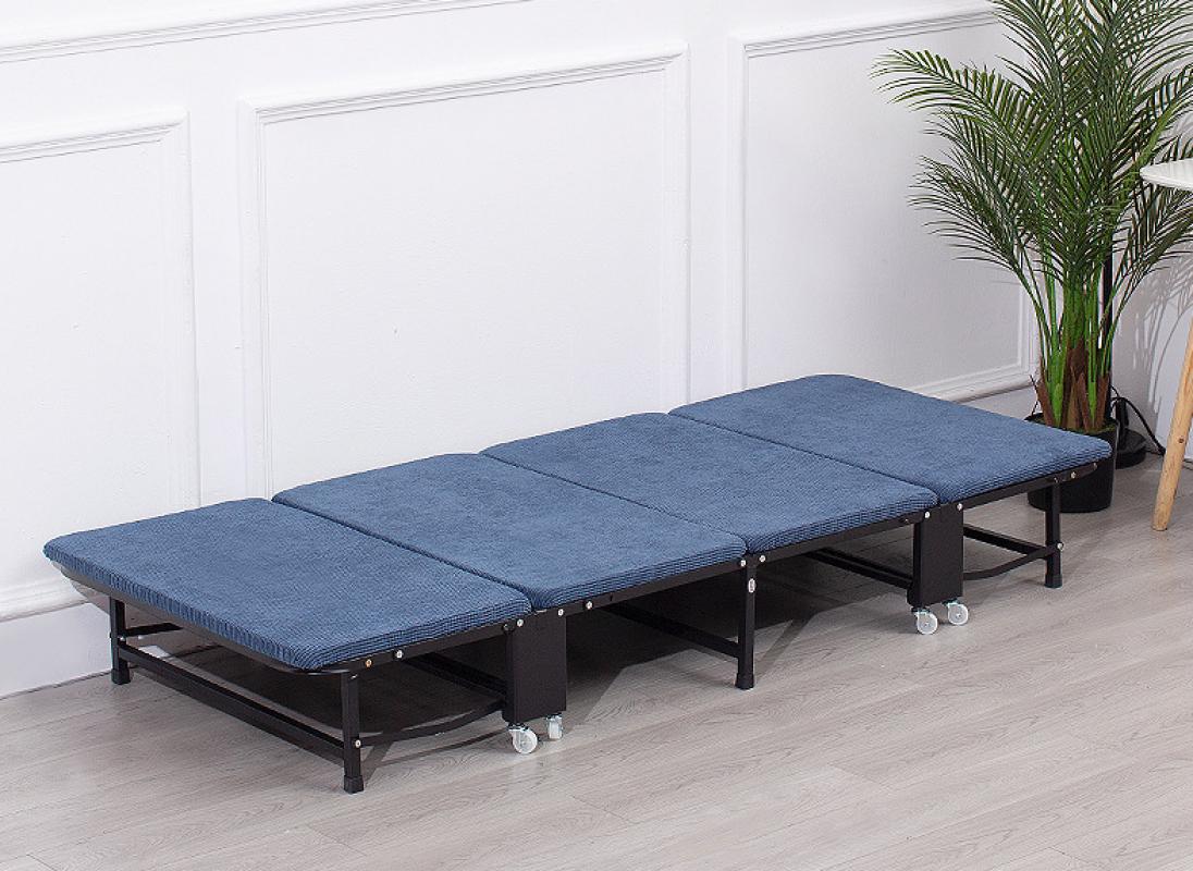 Corduroy four-fold sponge bed 190*63*34cm-wise blue