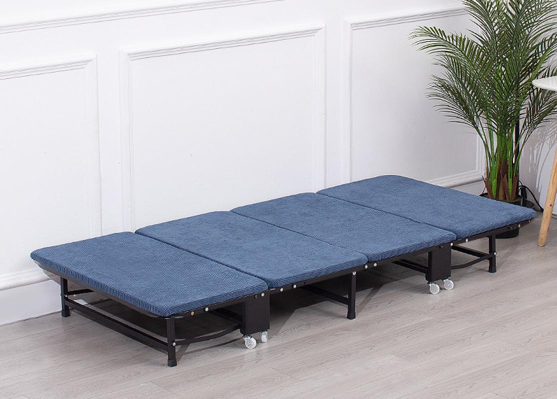 Corduroy four-fold sponge bed 190*80*34cm-wise blue