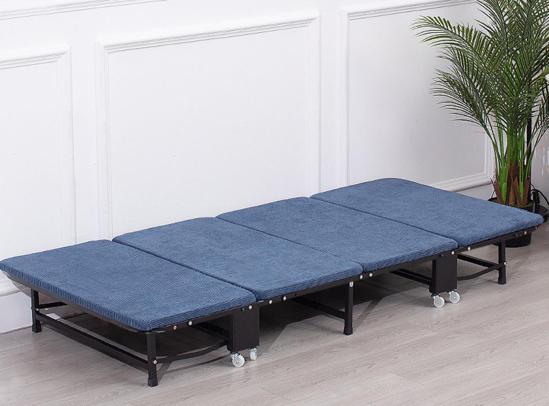 Corduroy four-fold sponge bed 190*100*34cm-wise blue