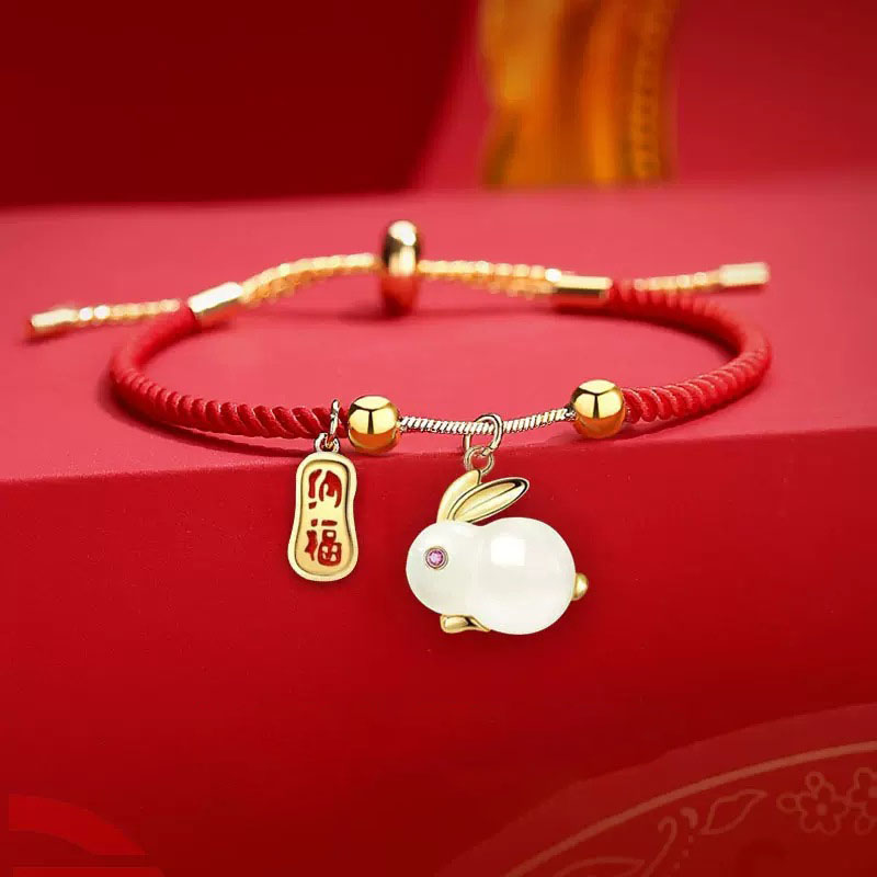 Draw red rope Nafu + rabbit bracelet