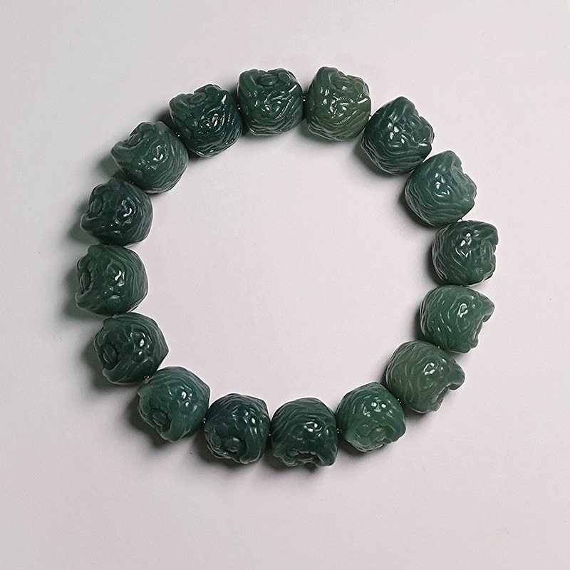 Dark green lion hand string single ring 12-14mm