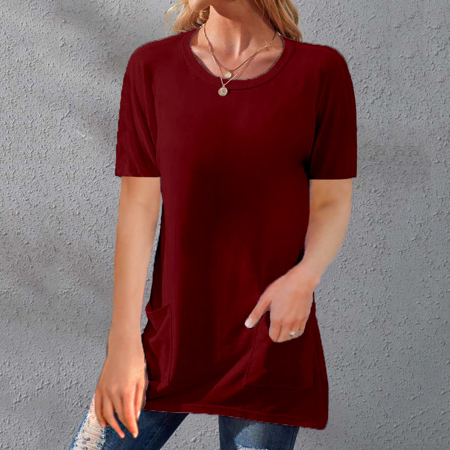 Short sleeve-wine red