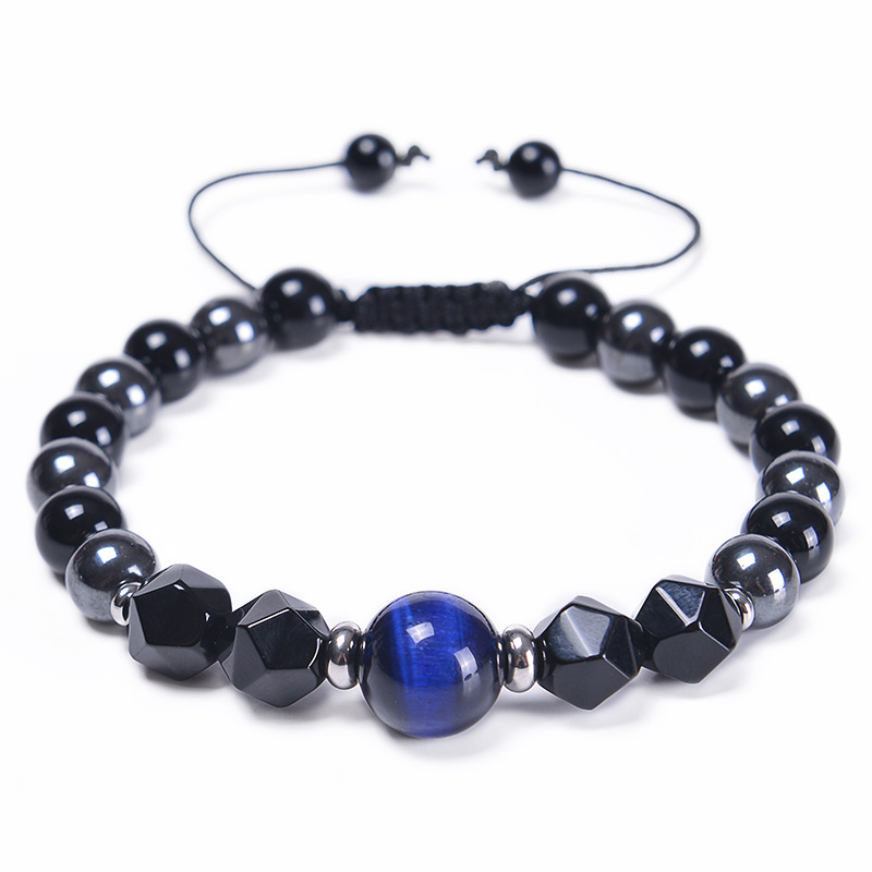 Lapis gold blue tiger + black bead + black gallsto