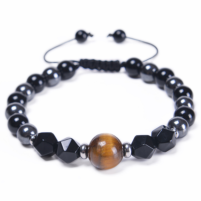 Yellow tiger eye + black bead + black gallstone