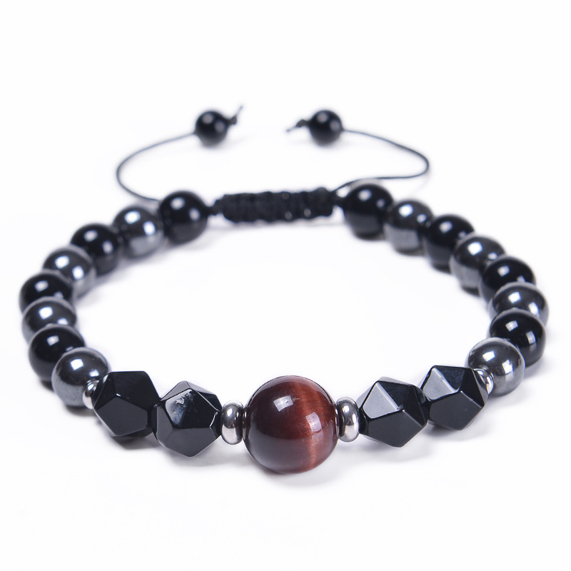 Red tiger eye + black bead + black gallstone