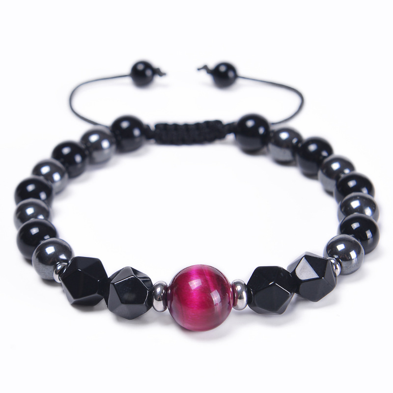 Rose red tiger + black bead + black gallstone