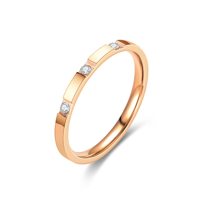 Rose gold 3 diamonds US Size #5