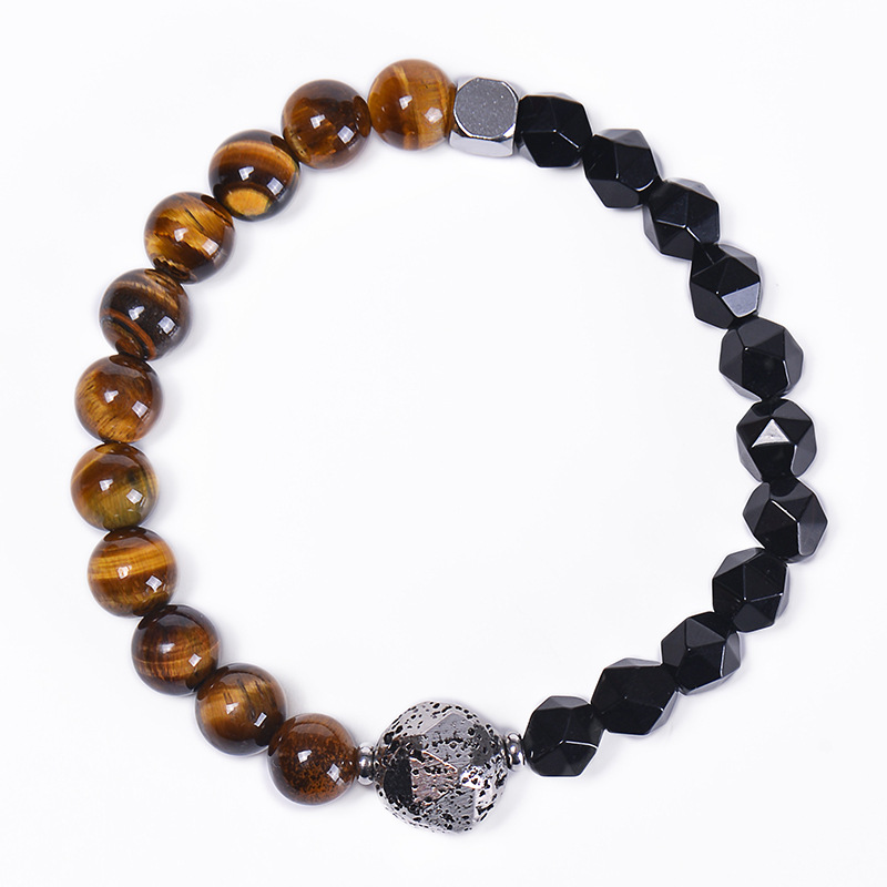 1:Yellow tiger eye   black bead facet