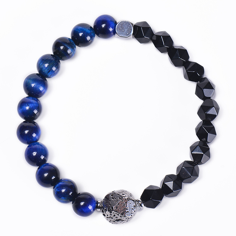 4:Blue tiger eye   black bead facet