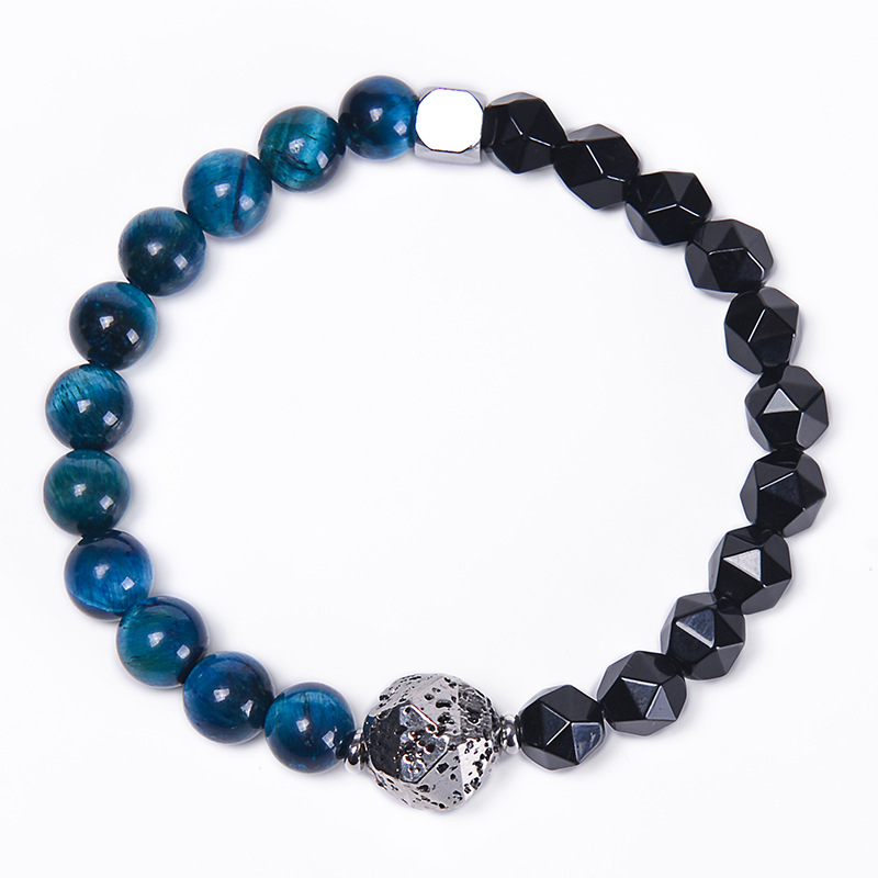 5:Sky blue tiger's eye   black bead cut