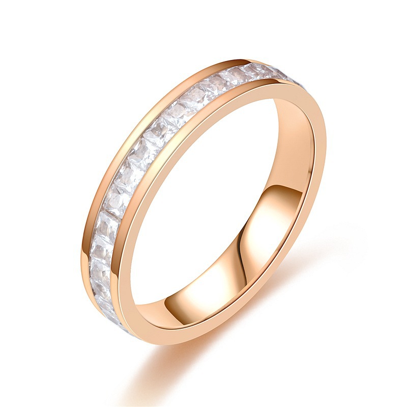 Rose gold - single row of small square zirconium U