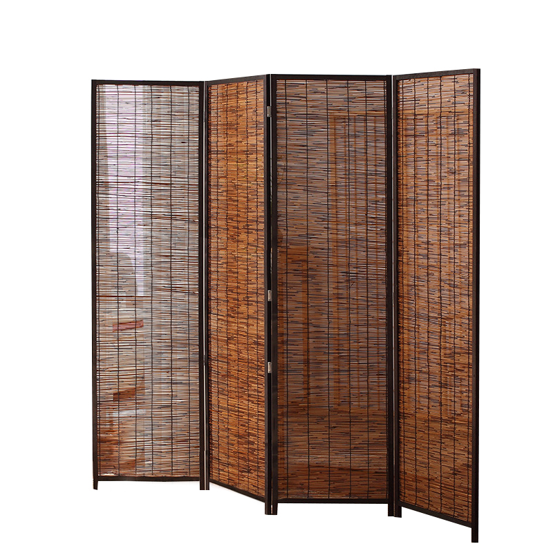 Carbonized reed curtain with black frame