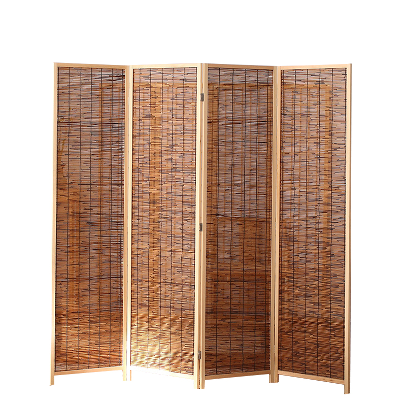 Carbonized reed curtain with original wood frame