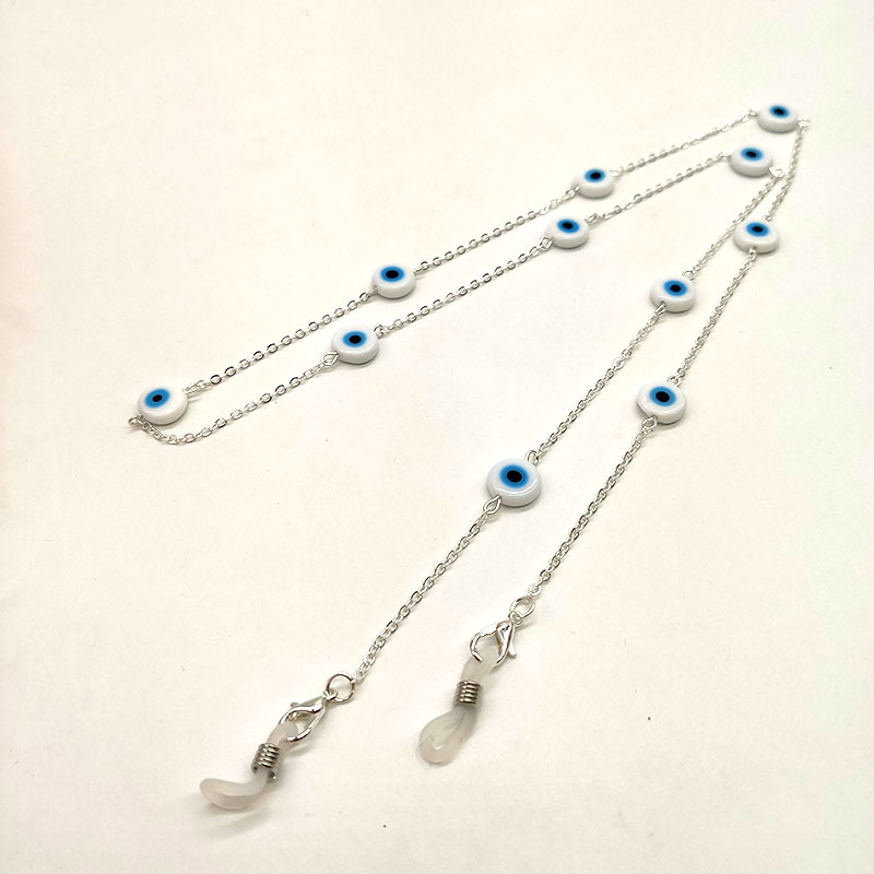 2:Silver chain with white beads