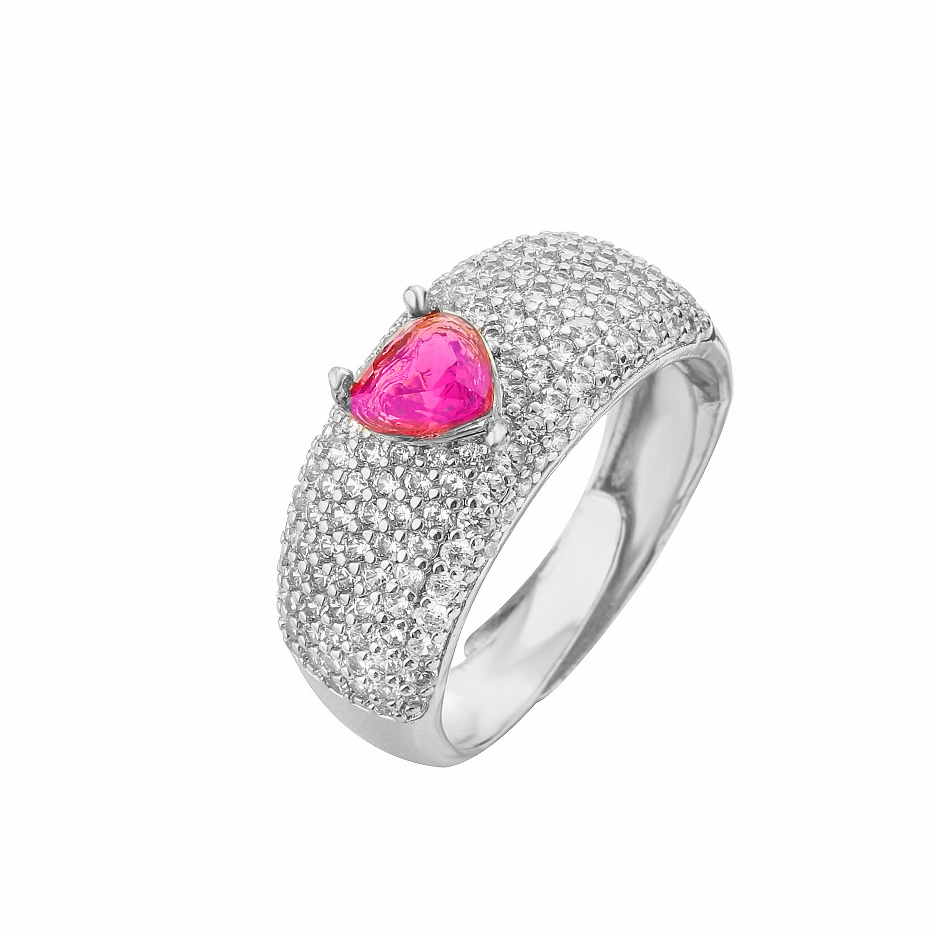 3:White Gold Rose Red Love Ring 1 PCS