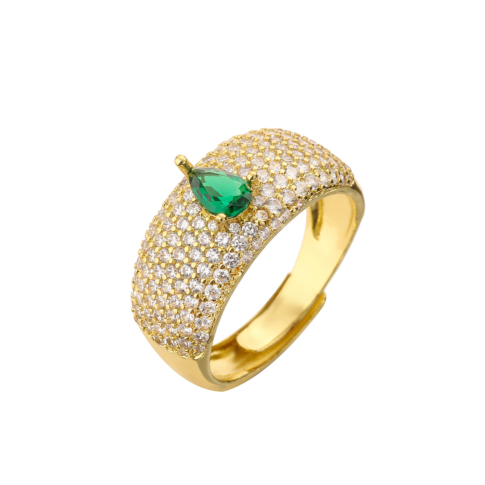 5:Gold Green Drop Ring 1pcs